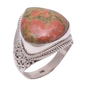 Natural Unakite Gemstone <b>Rings</b> <b>Indian</b> Jewelry 925 Sterling Silver Handmade Classic Style Bulk Wholesale - Product Image 1