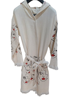 Peignoir à capuche en mousseline turque avec impression lux pour femme Serviette de plage avec impression colorée Sauna, bain, maison Hôtel Doux Séchage rapide Bon