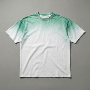 Camiseta informal de algodón para hombre con degradado de color verde a blanco, tejido transpirable, manga corta, cuello redondo, estilo minimalista urbano - Product Image 1