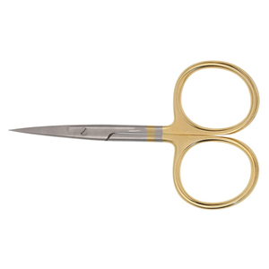 Ciseaux de pêche à la mouche en acier inoxydable de haute qualité de 4 pouces avec pointe hypodermique demi-finition dorée Ciseaux laser - Product Image 5