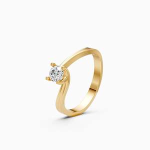 Anillo Ecológico con Diamante Cultivado en Laboratorio, Corte Redondo, Libre de Conflictos, con 0.26 Ct |   En oro amarillo, blanco y rosa de 9 quilates - Product Image 1