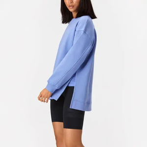 Sweat-shirt en tricot bleu pour femmes de haute qualité sur mesure en gros avec tissu doux et coupe décontractée pour un usage quotidien décontracté - Product Image 5