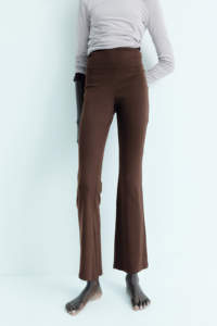 Women's Custom <b>High</b> Waist Knitted <b>Tight</b> Yoga Pants <b>High</b> Quality Dark Brown Seamless Leggings for Casual Summer Style - Product Image 3