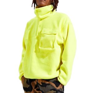 Sudadera con Capucha Extra Grande de Felpa Fluorescente Amarilla OEM, Cierre de Cremallera, Cuello Alto Simulado, Hombros Caídos, Estilo Vintage Urbano, 100% Algodón, Tendencia Digital - Product Image 1