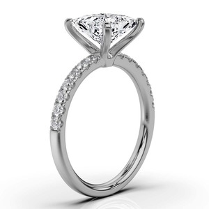 Bague de fiançailles en or massif 14K romantique pour femmes Alliance de style classique Princesse Cut IGI Certified Artisan Crafted Parties - Product Image 1