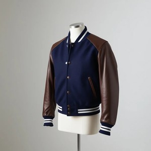 Chaqueta Universitaria de Béisbol de Lana Azul Marino para Hombre, Tejido Premium, Estilo Clásico, Corte Holgado, Logotipo Frontal - Product Image 2