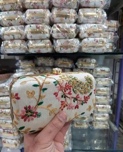 White Floral Clutch <strong>Handbag</strong> for Women Indian Wedding Return <strong>Gift</strong> <strong>Christmas</strong> Party Favor for Her - Product Image 2