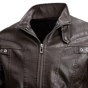 Chaqueta de cuero genuino para hombre de la mejor calidad para otoño e invierno, estilo callejero liso teñido con servicio OEM, venta en línea - Product Image 2