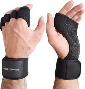 Guantes de entrenamiento de medio Dedo de cuero de alta calidad 100%, muñequera magnética para hombres y mujeres, para deporte, levantamiento de pesas, entrenamiento de gimnasio - Product Image 1