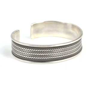 925 Sterling Silver Thick <b>Braided</b> Pattern Men's Bracelet Fine Bangle <b>Accessory</b> - Product Image 1