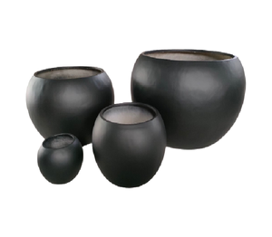 Pot de fleurs en fibre de verre, boule de coupe géante pour décoration maison et jardin, bouclées, noir - Product Image 1