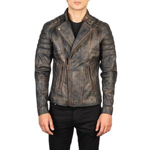 Chaqueta de cuero con cuello levantado contemporáneo para hombre, diseño minimalista para desplazamientos urbanos, colocación frontal de moda de calle moderna - Product Image 1