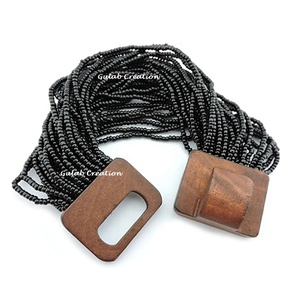 Handmade Multi-Layer Black <b>Glass</b> <b>Beads</b> Wide Strand Bangle <b>Bracelet</b> for Fashion, Party, and Ethnic Wear - Product Image 2