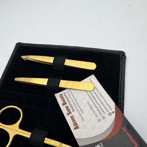 Pince à sourcils or mat pince à épiler personnalisée durable en acier inoxydable pince à sourcils inclinée avec ciseaux de beauté à ressort - Product Image 6