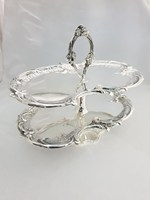 Support à gâteau décoratif à 3 niveaux, design Detroit, en aluminium, métal vintage, 48 cm, couleur argent, fait main, passe au lave-vaisselle, créations antiques