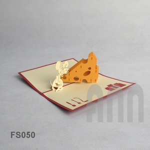 การ์ดอวยพรป๊อปอัพทำมือแบบ3D เมาส์ 'ชีส' พร้อมซองพิมพ์ลายญี่ปุ่นของที่ระลึกสำหรับวันเกิดวันวาเลนไทน์ - Product Image 1