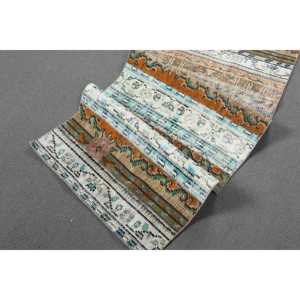 Alfombra Vintage de 2.3x6.8 pies (69x206 cm), Alfombra Turca Floral Marrón - Product Image 4
