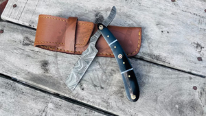 Rasoir droit fait main en acier damassé Groomsman Boyfriend Gift Barber Folding Straight Razor - Product Image 2