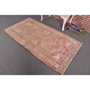 Alfombra Vintage de 3.2x6.1 pies, Alfombra Turca Abstracta Roja de Lana - Product Image 2