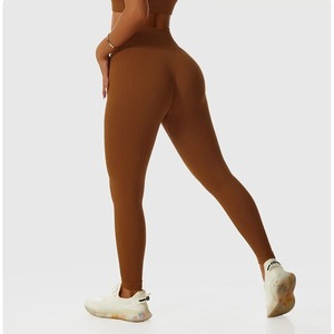 Leggings d'entraînement doux sans couture numérique pour femmes pantalons de Yoga en Spandex vêtements de sport tenues de Fitness motif solide course - Product Image 5