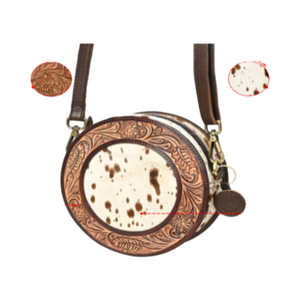 กระเป๋าสะพายข้างหนังแท้สไตล์ตะวันตกพร้อมซิปปิดความจุขนาดใหญ่และทนทานสำหรับผู้หญิง - Product Image 1