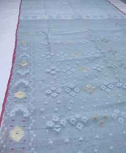 Exclusivo precioso Deshi Dhakai Jamdani Sharee precio barato para las mujeres JAMDANI tela azul verde dorado cielo azul de Bangladesh - Product Image 2