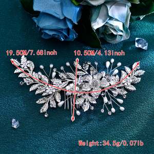 Diadema Bridella BHP683-S con Pedrería Plateada y Perlas - Elegante Tocado Nupcial con Ajuste Cómodo para Bodas y Eventos Formales - Product Image 6