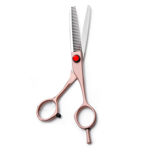 Tijeras de adelgazamiento de peluquero con mango recubierto de rosa, 32 dientes, tijeras de adelgazamiento de cabello de acero alemán de 6 pulgadas con soporte de timbre extraíble - Product Image 6