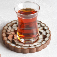 Sous-verres ronds d'incrustation de nacre en bois, personnalisés en usine, en vrac pour la décoration de fête de mariage, à utiliser en vente