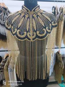 Elegante capa burlesca con cuentas, hebras, lentejuelas, Festival, capas, sujeta en el cuello, hermosa ropa festiva, silueta recta - Product Image 5