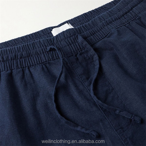 กางเกงขาสั้นผ้าลินินแบบมีเชือกรูดระบายอากาศได้ดีมีหกกระเป๋าสำหรับผู้ชายผ้าฝ้าย100% กลางน้ำหนักเบามีบริการ OEM ตามสั่ง - Product Image 2