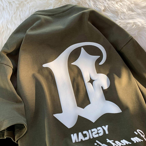 Camiseta gráfica 100% algodón liso de gran tamaño camisetas de ajuste holgado estampado de peso pesado personalizado 3D espuma Puff estampado camiseta para hombres - Product Image 4