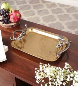 Plateau rectangulaire décoratif de poignée de branche de vin de cerise pour le mariage et les parties d'hôtel de restaurant - Product Image 5