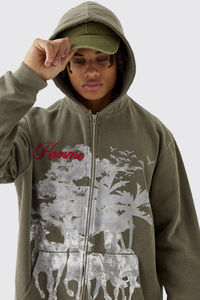 OEM Vintage de gran tamaño transpirable peso pesado 100% algodón francés Terry 480GSM gimnasio desgaste cómodo deportes sudaderas con capucha - Product Image 3