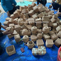 Service à thé en rotin tressé à la main, jouets de meubles de cuisine adaptés à l'âge, pour enfants de 5 à 7 ans, vente en gros directe du fabricant vietnamien