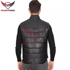 Chaleco de cuero acolchado personalizable de primera calidad para hombre, transpirable, informal, vintage, elegante, OEM, venta al por mayor de fábrica, color personalizado - Product Image 4