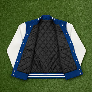 Veste épaisse en laine et coton L100 % avec logo brodé personnalisé pour homme Veste universitaire respirante et coupe-vent à blocs de couleurs - Product Image 3