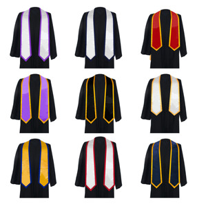 Venta al por mayor diseño personalizado niños adultos Unisex personalizado poliéster faja estola satén graduación estola académica estola faja - Product Image 3