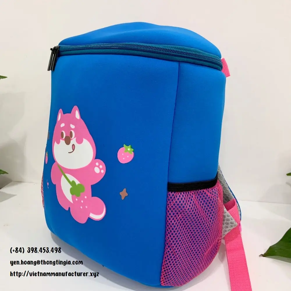 Customized Color Lovable Pink Bear Printing 33x25x11cm blue Color Portable Children School Bags Made in Vietnam