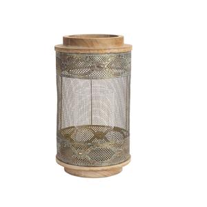 New Arrival Luxury Design Wooden Base Candle <b>Lanterns</b> With <b>Black</b> Metal Frame for Home Decoration - Product Image 3