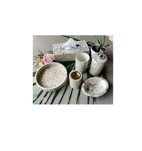 Latest MOP Bathroom Set Hot Selling Eco-Friendly <b>Mother</b> of Pearl Bathroom Set Manufacture Handicraft From India - Product Image 1