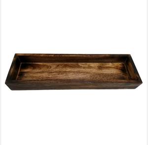 Elegante bandeja de madera de Paulownia de nogal de tamaño personalizado, juego de servicio, bandeja de té rectangular Vintage, mango de madera maciza para uso doméstico, MOQ 20 piezas - Product Image 5