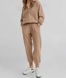 ชุดวอร์ม2ชิ้นของผู้หญิงชุด2024เสื้อแขนยาวซิปครึ่งแขนยาวชุดวอร์มกางเกงสำหรับฤดูใบไม้ร่วง - Product Image 5