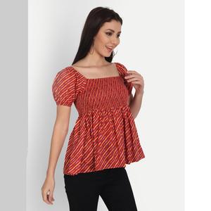 Women's Casual <b>Top</b> Maroon Cotton Stripe Print Slimming Poplin Satin Chiffon Available XL 4XL for Spring Summer Autumn Outwear - Product Image 3