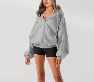 Femmes avant polaire Gym Fitness sweat à capuche décontracté Sports d'hiver sweat à capuche fermeture éclair complète longueur régulière veste de Yoga - Product Image 6