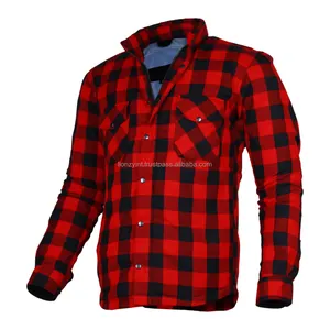 2024 Cafe Racer Men Armored Motorcycle Riding Soft Flannel Long Sleeve Shirt Custom made New Red Fashion CE Approved Protectors