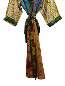 ชุดกิโมโนผ้าไหมลายส่าหรีวินเทจของอินเดียเสื้อคลุมอาบน้ำผ้าไหมเนื้อนุ่มเย็บติดกันชุดกลางคืนหลากสีใส่สบายใส่ในบ้าน - Product Image 3