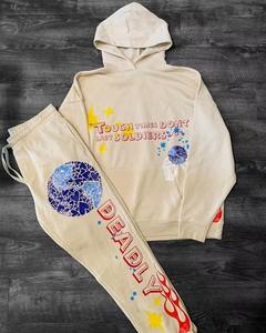 Chándal con costura lateral, manga con cremallera, chándal apilado, pantalones de chándal Acampanados para hombre, conjuntos de dos piezas - Product Image 3