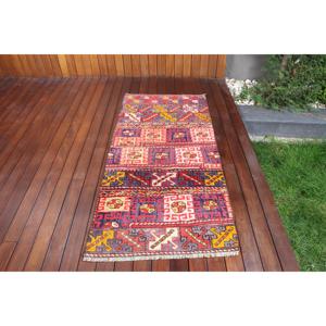 Alfombra de 2.7x5.6 pies, alfombra turca decorativa, alfombra con motivos de plantas y árboles rojos - Product Image 1