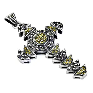 Collier pendentif croix pour femme en argent 925 plaqué or rhodié 18 carats, motif géométrique avec zircon et pierres précieuses, style chrétien tendance - Product Image 3